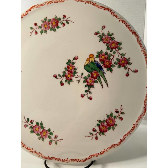 Vintage Lovebirds by Japan 11" Cake Plate - Picture 2 of 5